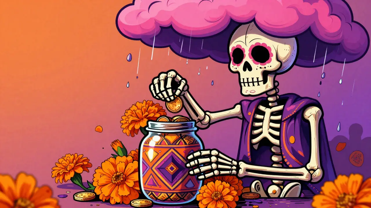 Flower-filled jar symbolizing reached spending limit